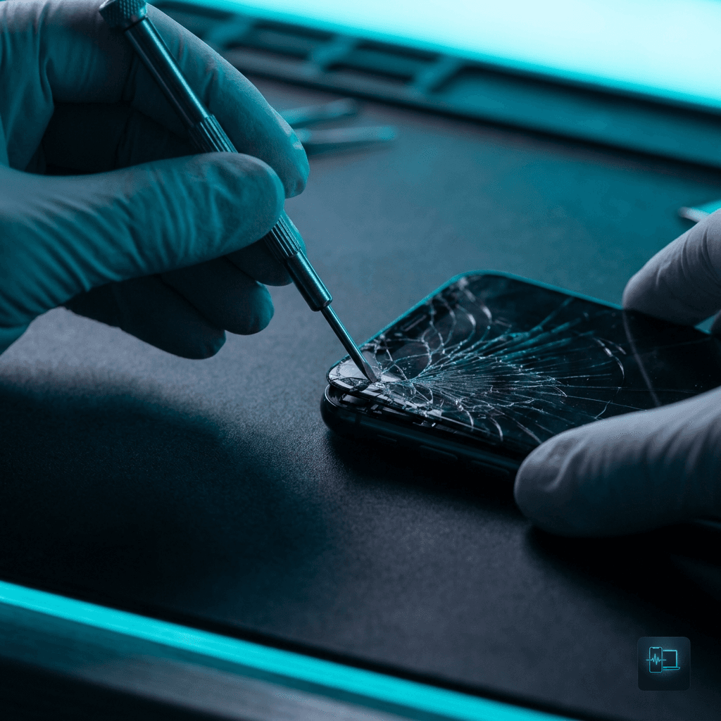 Reparación de precisión de un celular con iluminación técnica